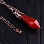 Brass Chakra Necklace with Red Agate Crystal