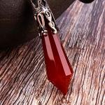 Brass Chakra Necklace with Red Agate Crystal