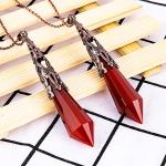 Brass Chakra Necklace with Red Agate Crystal