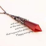 Brass Chakra Necklace with Red Agate Crystal
