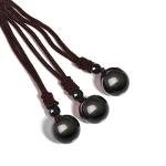 Lucky Black Obsidian Rainbow Eyes Pendant Necklace