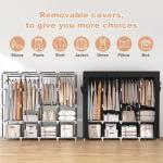 VTRIN Portable Closet for Hanging Clothes 67 Inch Wide Large Capacity Portable Wardrobe Closet with Cover, 4 Storage Shelves and 4 Hanging Rod Sturdy Free Standing Closet for Bedroom, Black