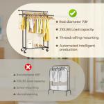 HYSEYY Double Rods Clothes Rack, Rolling Clothing Rack for Hanging Clothes Portable Wardrobe Rack, Metal Garment Rack Sturdy Coat Rack for Bedroom Laundry Living Room, Black