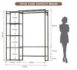 Wardrobe Closet, Portable Clothing Rack for Hanging Clothes, Free Standing Closet Organizers and Storage System with 4 Tiers Shelves for Cloakroom Bedroom, Black