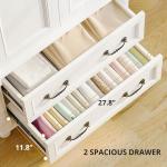 LIKIMIO Farmhouse Armoire Wardrobe Closet with 2 Doors and 2 Drawers, 70" H x 36" W, Large Bedroom Armoire with Roman Column and 3 Hanging Hooks, Wooden Freestanding Closet Cabinet, White