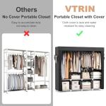 VTRIN Portable Closet for Hanging Clothes 67 Inch Wide Large Capacity Portable Wardrobe Closet with Cover, 4 Storage Shelves and 4 Hanging Rod Sturdy Free Standing Closet for Bedroom, Black