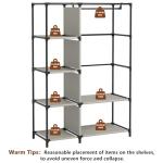 Calmootey Portable Closet Organizers, Clothing Storage, Wardrobe with 6 Shelves and Hanging Rod, Non-Woven Fabric Cover with 4 Side Pockets, Black
