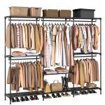CASAMAYA Clothes Rack, Portable Closet, 80.7 Inch Extra Large Capacity Wardrobe Closet, Clothes Storage Organizer with Shelves and 5 Hanging Rods, Easy to Assembly, Black PCT036B01