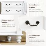 LIKIMIO Farmhouse Armoire Wardrobe Closet with 2 Doors and 2 Drawers, 70" H x 36" W, Large Bedroom Armoire with Roman Column and 3 Hanging Hooks, Wooden Freestanding Closet Cabinet, White