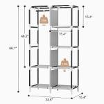ROJASOP Portable Closet Wardrobe Closet for Hanging Clothes with 6 Storage Shelves, 1 Hanging Rod and 4 Pockets, Free Standing Closet Clothes Organizer for Bedroom, Sturdy and Easy Assemble