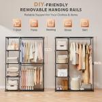 Neatrays Portable Closet, Freestanding Wardrobe Closet Organizers and Storage,Open Clothing Racks for Hanging Clothes with 4 Shelves and 2 Hanging Rods，47.8x15.8x63.4 Inches