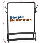 Simple Houseware 52-Inch Garment Rack with Storage Shelves and Coat/Hat Hooks, Freestanding Clothing Organizer, Black