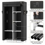 ROJASOP Portable Closet Wardrobe Closet for Hanging Clothes with 6 Storage Shelves, 1 Hanging Rod and 4 Pockets, Free Standing Closet Clothes Organizer for Bedroom, Sturdy and Easy Assemble