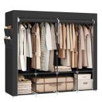 SONGMICS Portable Closet, Wardrobe Closet Organizer with Cover, 4 Hanging Rods and Shelves, 4 Side Pockets, 66.9 x 17.7 x 65.7 Inches, Large Capacity for Bedroom, Living Room, Ink Black URYG094B02