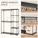 Neatrays Portable Closet, Freestanding Wardrobe Closet Organizers and Storage,Open Clothing Racks for Hanging Clothes with 4 Shelves and 2 Hanging Rods，47.8x15.8x63.4 Inches