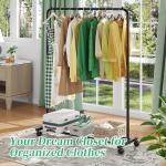 Simple Trending Standard Clothes Clothing Garment Rack with Storage Shelves, Rolling Clothes Organizer on Wheels for Hanging Clothes, Black