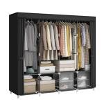 MOGELAFOO Portable Closet Wardrobe, 67-Inch Clothes Organizer with 4 Hanging Rods and 8 Shelves, Non-Woven Fabric Cover, Large Capacity Storage for Bedroom and Living Room, Black