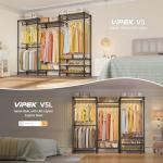 VIPEK V5 Portable Closet Wardrobe Heavy Duty Clothes Rack, Freestanding Clothing Rack with 4 Hang Rods & 8 Shelves, Adjustable Closet Racks, 68.9" L x 15.7" W x 76.4" H, Max Load 890LBS, Black
