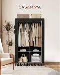 CASAMAYA Portable Closet, 34 Inch Large Capacity Wardrobe Closet with Cover, Clothes Storage Organizer with Shelves and 2 Hanging Rods, Easy to Assembly, Black PCT202B01