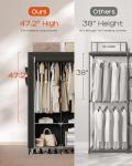 CASAMAYA Portable Closet, 34 Inch Large Capacity Wardrobe Closet with Cover, Clothes Storage Organizer with Shelves and 2 Hanging Rods, Easy to Assembly, Black PCT202B01