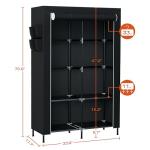 CASAMAYA Portable Closet, 34 Inch Large Capacity Wardrobe Closet with Cover, Clothes Storage Organizer with Shelves and 2 Hanging Rods, Easy to Assembly, Black PCT202B01