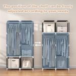 VTRIN Portable Closet Wardrobe Closet for Hanging Clothes with 4 Storage Shelves, 2 Hanging Rods and 6 Pockets, Stable and Easy Assembly Clothes Rack with Cover Free Standing Closet for Bedroom, Black