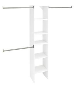 ClosetMaid SuiteSymphony Wood Closet Organizer Starter Kit with Tower and 3 Hang Rods, Shelves, Adjustable, Fits Spaces 4 – 9 ft. Wide, Engineered Wood, Pure White, 16"