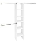 ClosetMaid SuiteSymphony Wood Closet Organizer Starter Kit with Tower and 3 Hang Rods, Shelves, Adjustable, Fits Spaces 4 – 9 ft. Wide, Engineered Wood, Pure White, 16"