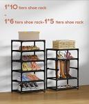 VTRIN Vertical Narrow Shoe Rack Organizer Tall Shoe Rack for Closet Entryway 10 Tier Non-Woven Cover Shoe Shelf Holds 20-22 Pairs Free Standing Shoe Storage Cabinet with Dustproof Cover, Black