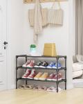Kitsure Shoe Rack - Premium Non-Woven Shoe Rack Shelf, Shoe Organizer for Closet, Entryway, Garage & Corridor, Sturdy & Durable Long Stackable Shoe Shelves, Medium, Black