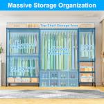 Ulif E10 Clothes Rack（With Stretchable Hanger Rod）Freestanding Clothing Racks for Hanging Clothes，Adjustable Closet Organizer System，Portable Garment Rack 73-97"W x 15" D x 72" H，Max Load 800LBS，Black