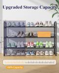 Kitsure Extra-Long Shoe Rack for Closet, Shoe Organizer for Front Door Entrance, Stackable Shoe Shelf, Detachable Closet Organizers and Storage, Black, 39.0" x 11.8" x 23.2"