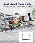Kitsure Extra-Long Shoe Rack for Closet, Shoe Organizer for Front Door Entrance, Stackable Shoe Shelf, Detachable Closet Organizers and Storage, Black, 39.0" x 11.8" x 23.2"