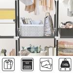 LOKEME Portable Closet, Portable Closets for Hanging Clothes with 3 Hanging Rods and 6 Storage Shelves and 4 Side Pockets, Black Wardrobe Closet Easy to Assemble and Strong and Stable