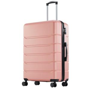 OLIXIS 24 Inch Luggage, Hardside Suitcase with Spinner Wheels, Lightweight ABS Hard Shell Checked Luggage, TSA Approved Lock, Expandable Medium Suitcase for Travel & Business–Pink