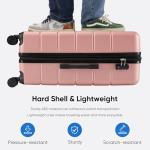 OLIXIS 24 Inch Luggage, Hardside Suitcase with Spinner Wheels, Lightweight ABS Hard Shell Checked Luggage, TSA Approved Lock, Expandable Medium Suitcase for Travel & Business–Pink