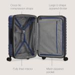U.S. Traveler Boren Polycarbonate Hardside Rugged Travel Suitcase Luggage with 8 Spinner Wheels, Aluminum Handle, Navy, Checked-Large 30-Inch