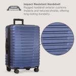 U.S. Traveler Boren Polycarbonate Hardside Rugged Travel Suitcase Luggage with 8 Spinner Wheels, Aluminum Handle, Navy, Checked-Large 30-Inch