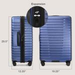 U.S. Traveler Boren Polycarbonate Hardside Rugged Travel Suitcase Luggage with 8 Spinner Wheels, Aluminum Handle, Navy, Checked-Large 30-Inch