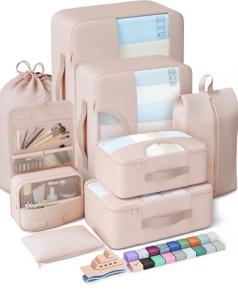 Veken 8 Set Packing Cubes for Travel, Beach Vacation Essentials Accessories for Cruise Ship, Suitcase Organizer Bags for Luggage with Hanging Toiletry & Shoe Bag, Birthday Gifts for Women Mom Her