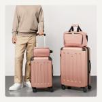 Amazon Basics 4-Piece Luggage Set, Including Two Hardside Suitcases With Multi-directional Spinner Wheels (22" Carry-On and 28" Checked), 15" Tote Bag and 10" Compact Travel Bag, Rose Gold