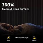 Cream Linen Blackout Curtains 84 Inch Length 2 Panels Set for Living Room Bedroom Back Tab Thermal Insulated 100% Black Out Linen Drapes Room Darkening Window Curtains 84 Inches Long Ivory Natural