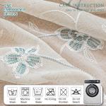 AmHoo 2 Panels Linen Floral Leaf Embroidered Semi Sheer Curtain Farmhouse Voile Curtains for Living Room Bedroom Window Treatment Teal 52 x 84 Inch