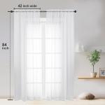 OWENIE White Sheer Curtains 84 inches Long 2 Panels Set, Sheer White Curtains for Living Room/Bedroom, Rod Pocket Voile Sheer Panel Drapes, 2pcs, Each 42" W x 84" L