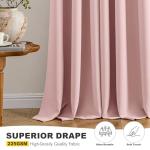 MIULEE Baby Pink Blackout Curtains for Girls Bedroom Living Room 63 Inches Long 2 Panels, Nursery Thermal Insulated Room Darkening Drapes Solid Grommet Top Noise Reducing Window Curtains 40x63 Inch