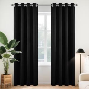 Joydeco 84 Inch Blackout Curtains for Bedroom - Thermal Insulated Room Darkening Light Blocking Curtains with Grommets, Noise Reducing & Wrinkle-Free Drapes for Living Room Windows, 2 Panels