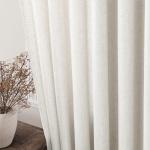 Cream Linen Back Tab Curtains 84 Inch Length for Living Room 2 Panel Set Neutral Modern Farmhouse Window Privacy Semi Sheer Linen Drapes Rustic Pinch Pleated Look Curtain Natural Ivory Colored