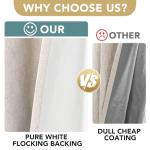 H.VERSAILTEX Linen 100% Blackout Curtains for Bedroom Full Light Blocking Curtains, Textured Window Curtain for Living Room 84 inch Grommet, Energy Efficient Curtains White Liner(2 Panels, Natural)
