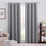 HOMEIDEAS Blackout Curtains for Bedroom 52 X 84 Inch Long 2 Panels Set Light Grey/Gray Room Darkening Curtains/Drapes, Soundproof Thermal Grommet Window Curtains for Living Room