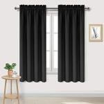 DWCN Blackout Curtains – Thermal Insulated, Energy Saving & Noise Reducing Bedroom and Living Room Curtains, Black, W 42x L 63 Inch, Set of 2 Rod Pocket Curtain Panels